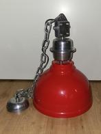 Industriële (hang)lamp, rood, Huis en Inrichting, Lampen | Hanglampen, Ophalen, Zo goed als nieuw, Metaal, Minder dan 50 cm