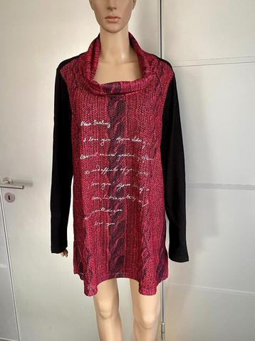 J20 Nieuw: Yoek maat 42/44=L lang tuniek top trui roze/rood beschikbaar voor biedingen