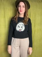 Trui met opdruk - print - zwart - gezicht - S / 36 / small, Kleding | Dames, Truien en Vesten, Ophalen of Verzenden, Maat 36 (S)