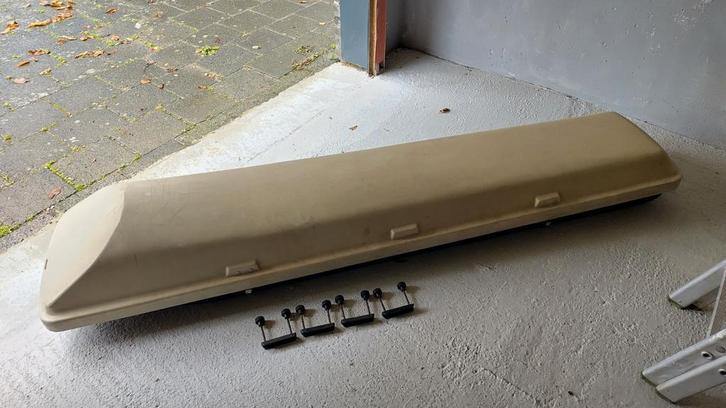 compacte dakkoffer voor 4 paar ski"s - Gebruikt, Auto diversen, Dakkoffers, Gebruikt, Ophalen