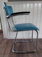 Stoel, buisframe, skai, retro/vintage, Huis en Inrichting, Stoelen, Ophalen, Gebruikt, Blauw, Vintage