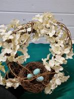 Krans met bloemen en nest eieren, Ophalen of Verzenden