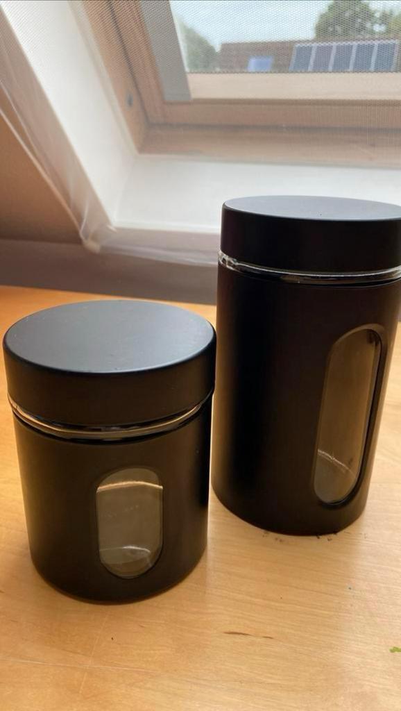 Voorraadbussen van glas, mat zwart, Huis en Inrichting, Keuken | Tupperware, Nieuw, Bus of Trommel, Ophalen of Verzenden