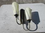 Vintage wand schemerlamp met 2 kelken, Huis en Inrichting, Lampen | Wandlampen, Ophalen of Verzenden, Gebruikt, Glas, Vintage