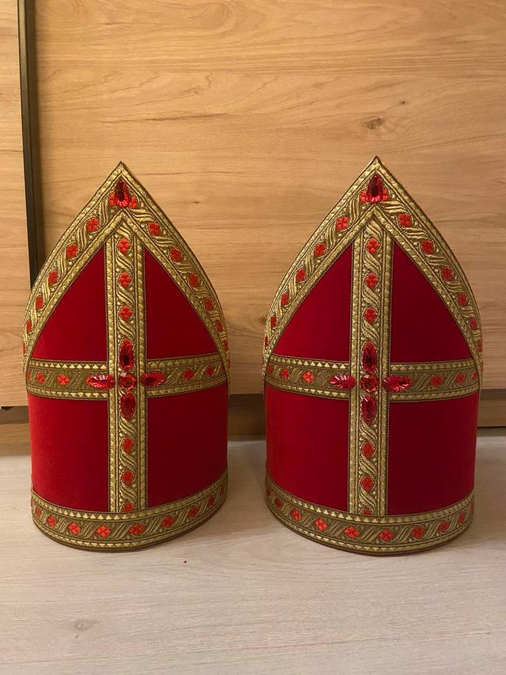 Sinterklaas mijter ruitjesband model nieuw! Meerdere maten!!, Diversen, Sinterklaas, Nieuw, Ophalen of Verzenden