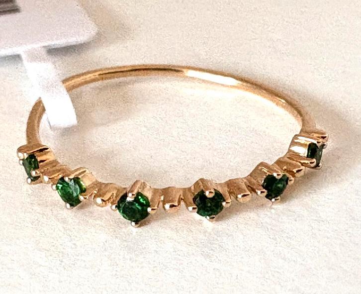 Gouden smaragd ring 14k gold ring ab, Sieraden, Tassen en Uiterlijk, Ringen, Nieuw, Dame, 19 tot 20, Groen, Goud, Met edelsteen