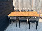 Tuintafel - Aluminium/Polywood - 200x90 cm + 6 stoelen, Tuin en Terras, Tuintafels, Ophalen, Zo goed als nieuw, Rechthoekig, Kunststof