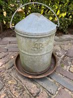 Zinken vintage franse waterbak voor bijvoorbeeld kippen, Ophalen