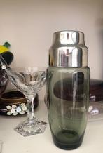 Vintage Cocktail shaker  met groen glas, Antiek en Kunst, Ophalen of Verzenden