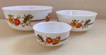 3 stuk Arcopal France vintage Nestschalen groente opdruk beschikbaar voor biedingen