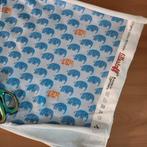 Coupon french terry olifantjes stof, Blauw, Nieuw, Ophalen of Verzenden, 30 tot 120 cm