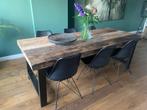 Stoere robuuste Loods 5 Elba eettafel – 22095 cm, Huis en Inrichting, Tafels | Eettafels, Ophalen, Gebruikt, Teakhout, 200 cm of meer