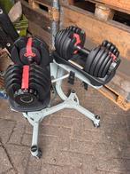Verstelbare dumbbells met houder 24 kg - nieuwstaat, Sport en Fitness, Fitnessmaterialen, Ophalen, Dumbbell, Onbekend, Zo goed als nieuw