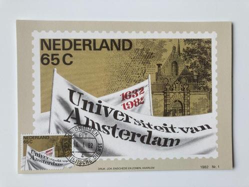 Maximumkaart 1982 nr. 1, 350 Jaar Universiteit van Amsterdam, Postzegels en Munten, Postzegels | Nederland, Gestempeld, Na 1940