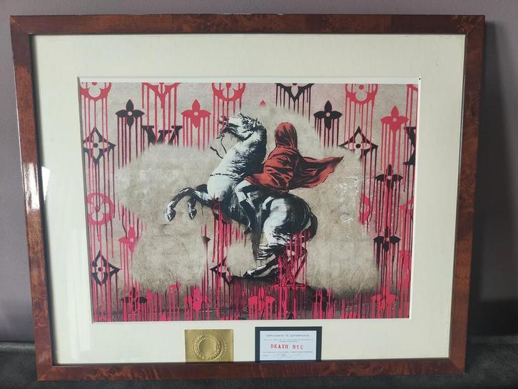 Death NYC Kunstwerk - Ingelijst, Antiek en Kunst, Kunst | Tekeningen en Foto's, Ophalen of Verzenden