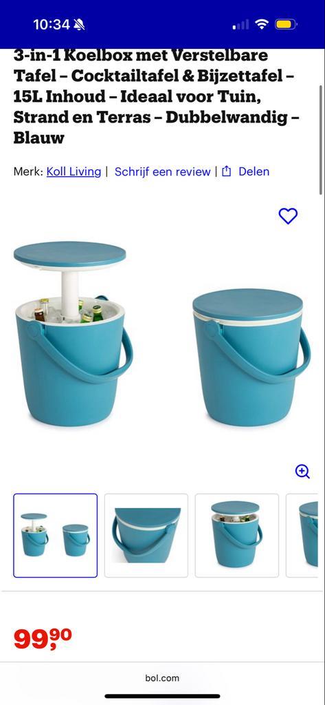 Koelbox met Tafel - Go Bar tafeltje blauw, Caravans en Kamperen, Koelboxen, Zo goed als nieuw, Koelbox, Koelelement, Ophalen of Verzenden