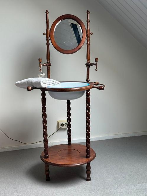 Antiek retro wastafeltje emaille bak wasbak waskom spiegel, Antiek en Kunst, Antiek | Emaille, Ophalen