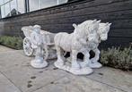 Boeren paarden en wagen + boer    ,  Ezel met bakjes, Ophalen of Verzenden, Zo goed als nieuw, Beton, Dierenbeeld