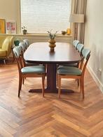 Vintage eettafel mahonie hout Deens design jaren 50/60/70, Ophalen, Gebruikt, 200 cm of meer, 50 tot 100 cm