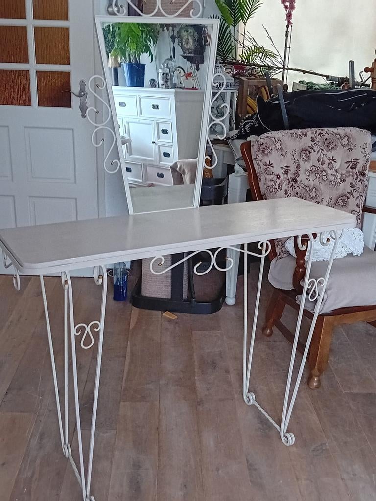 Vintage Kaptafel Sidetable. Jaren 60, Ophalen, 25 tot 50 cm, Rechthoekig, 100 tot 150 cm