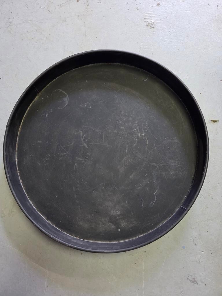 Grote Zwarte Metalen Ronde Schaal / Dienblad, Ophalen, Gebruikt, Rond, Metaal