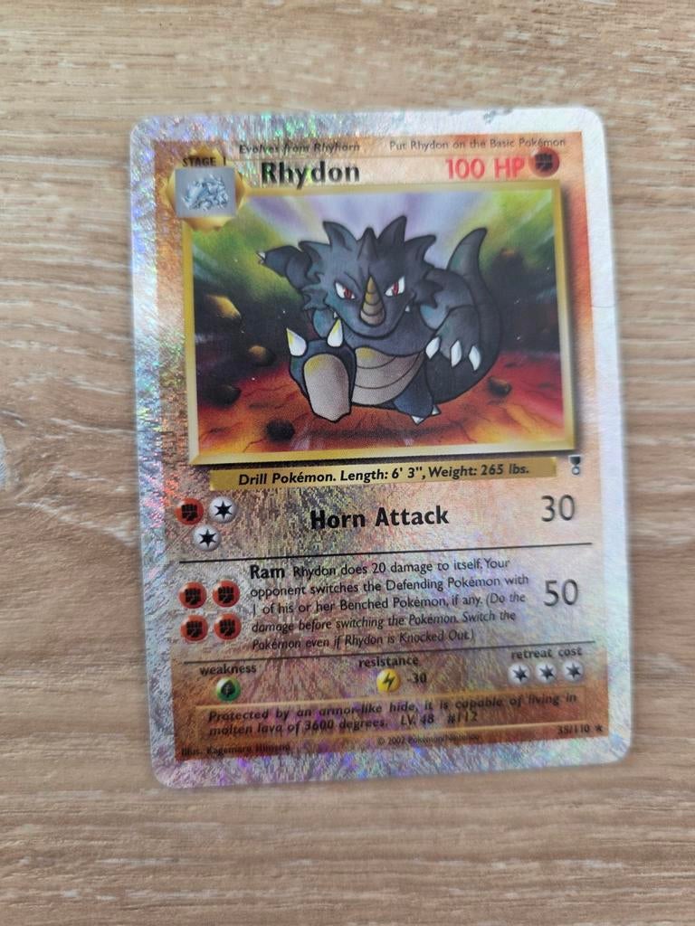 Rhydon Holo Pokémon kaart, Ophalen of Verzenden, Zo goed als nieuw, Losse kaart, Foil