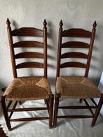 2 Vintage Knopstoelen met biezen zitting, Ophalen