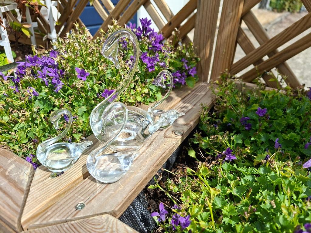 4 delig vintage glazen zwanen set, Ophalen of Verzenden, Zo goed als nieuw, Dier