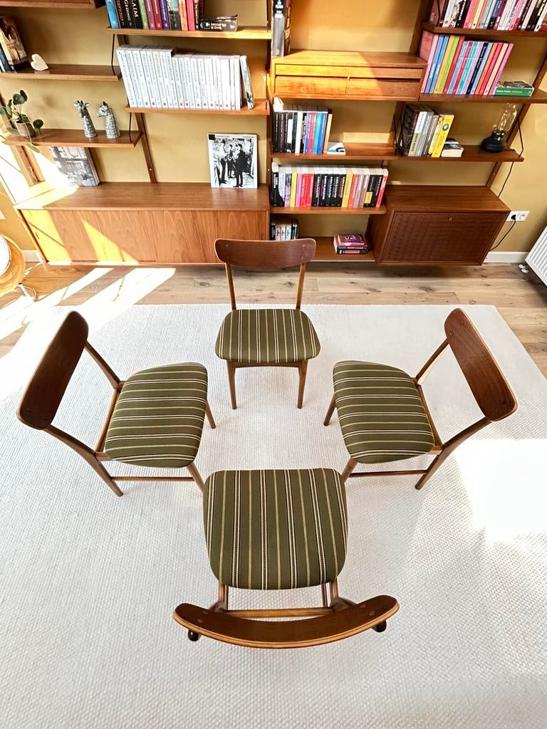 4x Boltinge Deense  eetkamerstoelen | jaren 60 |  vintage, Huis en Inrichting, Stoelen, Gebruikt, Bruin, Ophalen of Verzenden