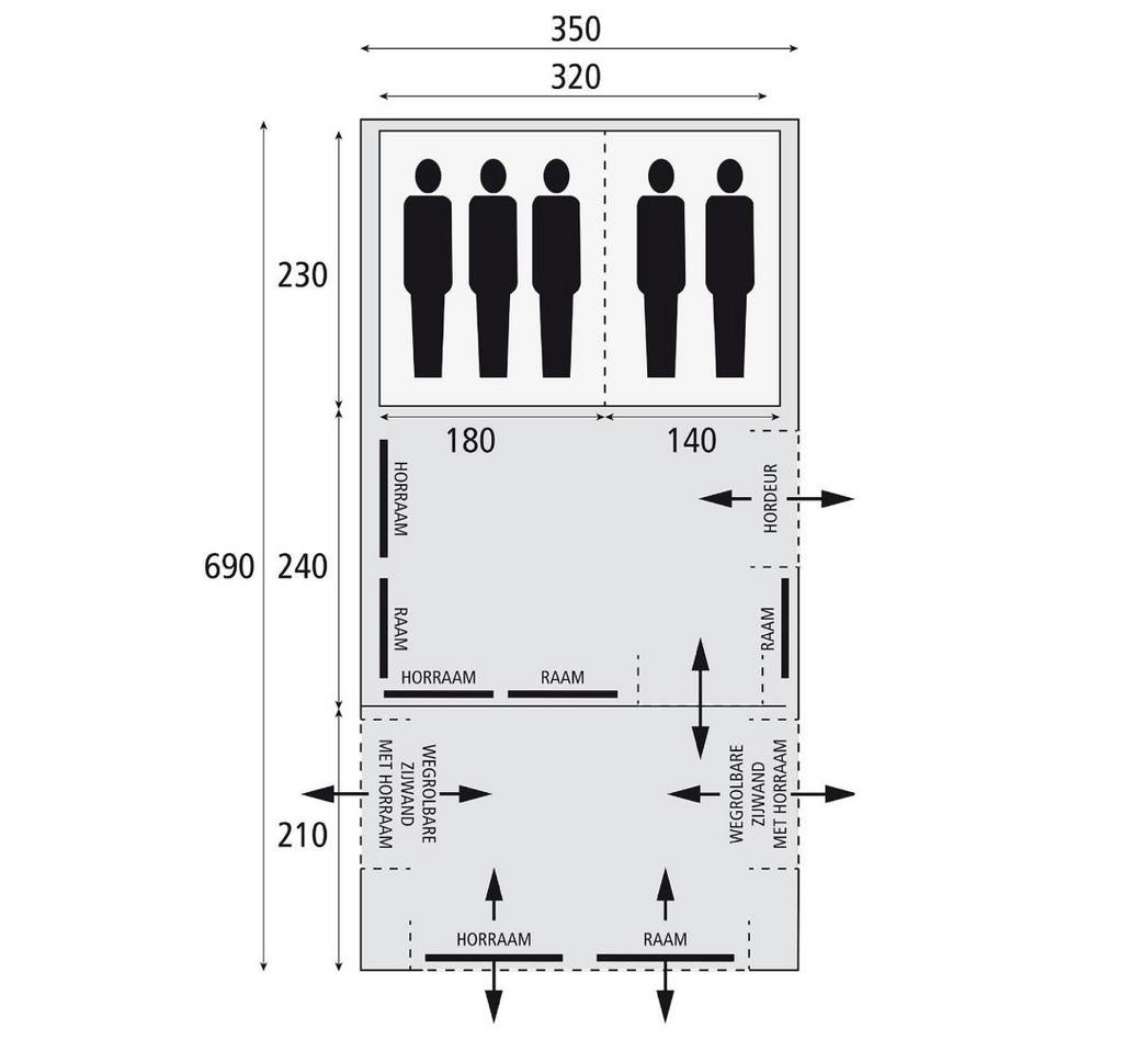 Bardani Airspace 350 TC tent, Caravans en Kamperen, Tenten, Ophalen, Zo goed als nieuw, Tot en met 5