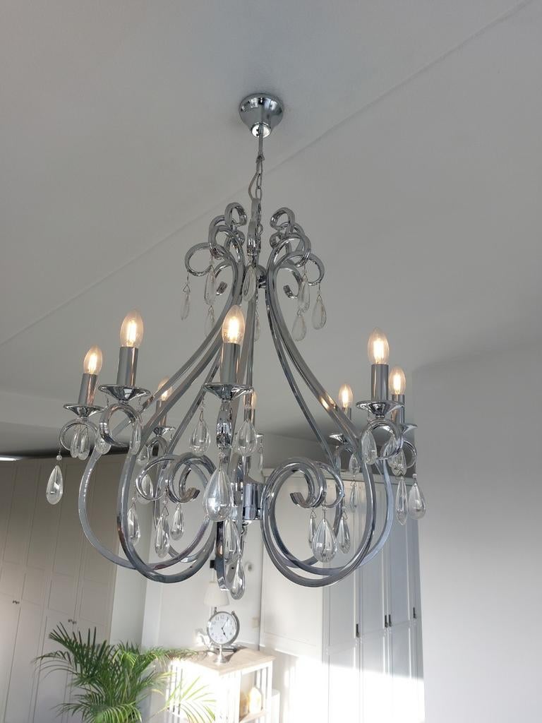 Kroonluchter met kristallen, Huis en Inrichting, Lampen | Kroonluchters, Ophalen of Verzenden