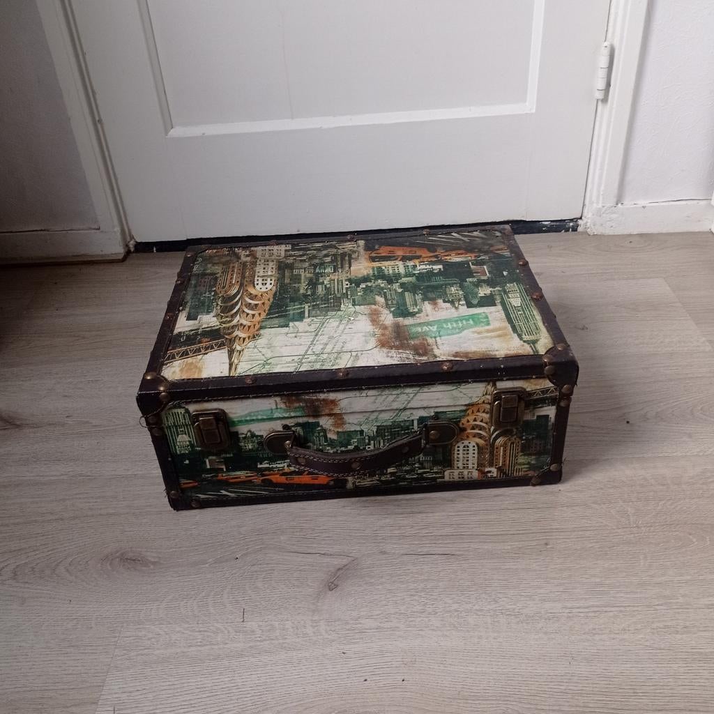 Vintage Hout opbergen kist 41 x 30 x 16 cm, Huis en Inrichting, Woonaccessoires | Kisten, Ophalen of Verzenden, Minder dan 50 cm