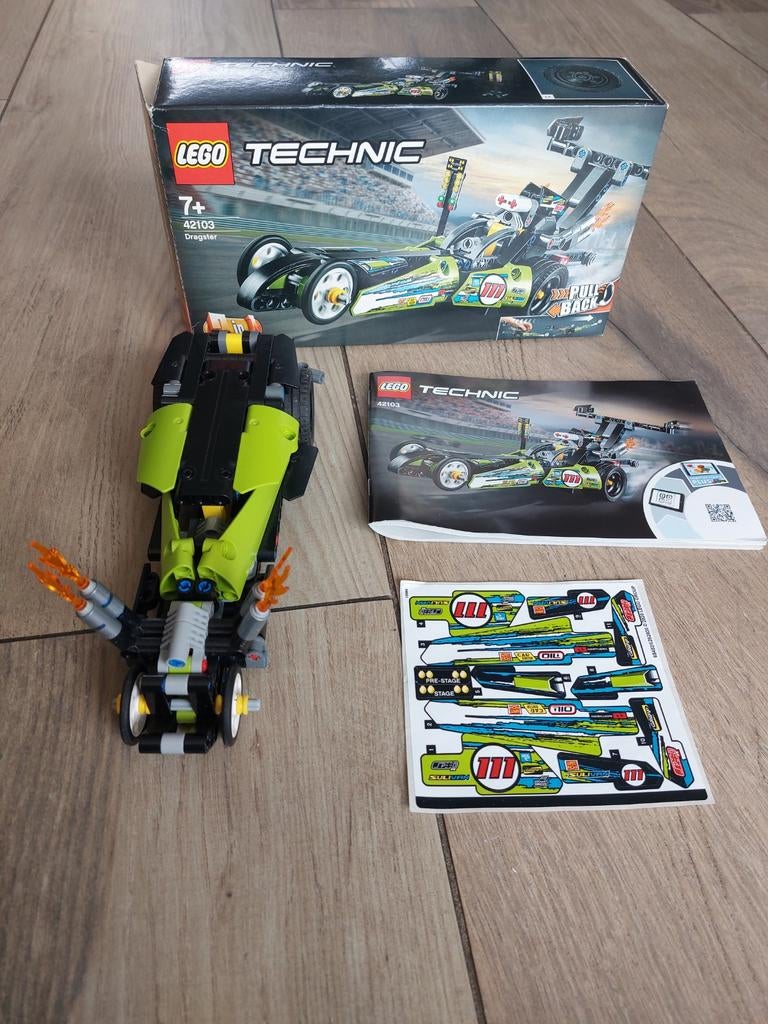 Lego technic dragster 42103, Lego, Ophalen of Verzenden, Zo goed als nieuw, Complete set