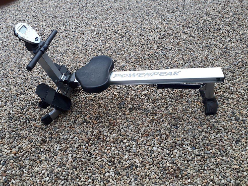 Roeitrainer merk Powerpeak, Sport en Fitness, Fitnessapparatuur, Gebruikt, Roeitrainer, Armen, Benen, Rug, Aluminium, Ophalen of Verzenden