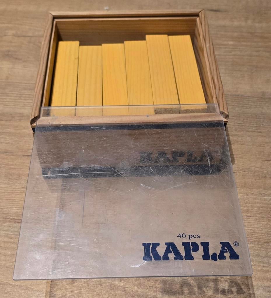 Kapla houten bouwstenen geel., Ophalen of Verzenden, Gebruikt, Overige merken