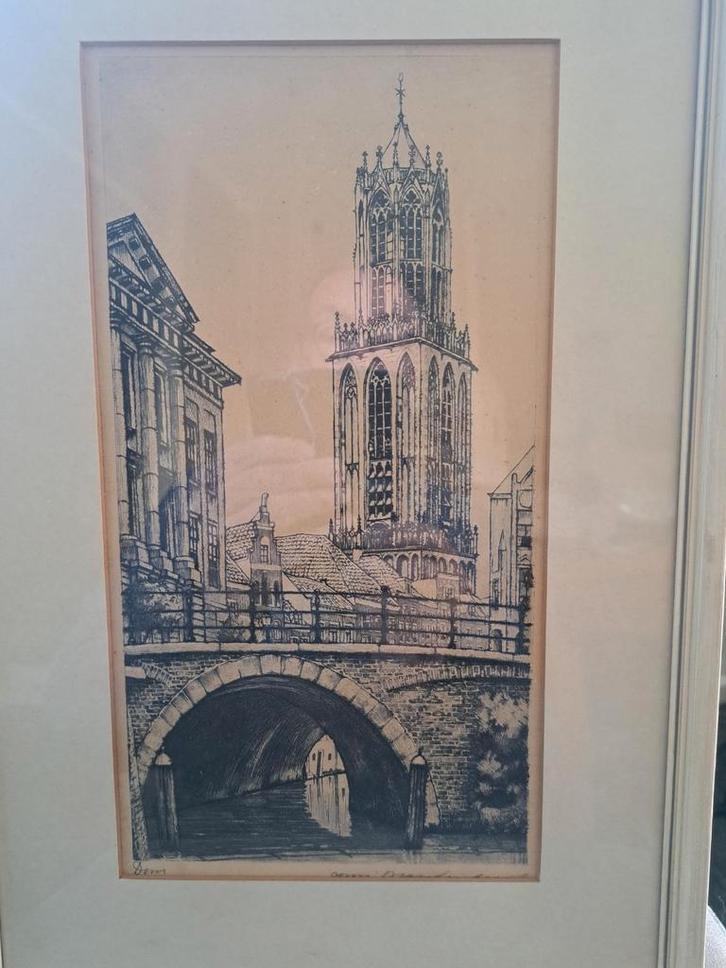 Ets van de Utrechtse Dom, Cornelis Brandenburg, Antiek en Kunst, Kunst | Etsen en Gravures, Ets, Gesigneerd, Architectuur, 1900 - 1949