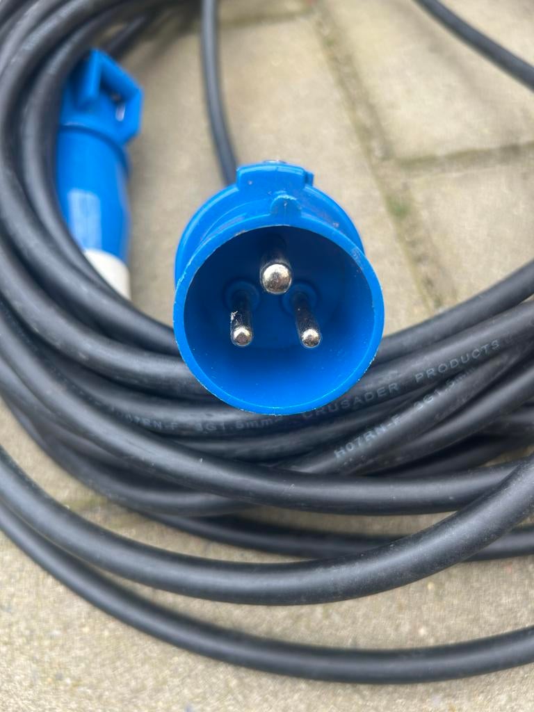 Verlengkabel 30 meter - CEE stekker blauw, Ophalen, Zo goed als nieuw