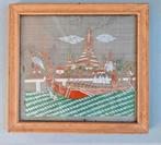 Vintage kruissteek op linnendoek uit Thailand, Ophalen of Verzenden