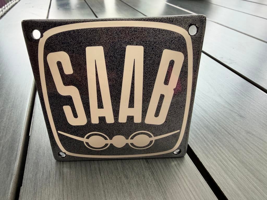 Saab emaille bordje, Reclamebord, I, Ophalen of Verzenden, Zo goed als nieuw