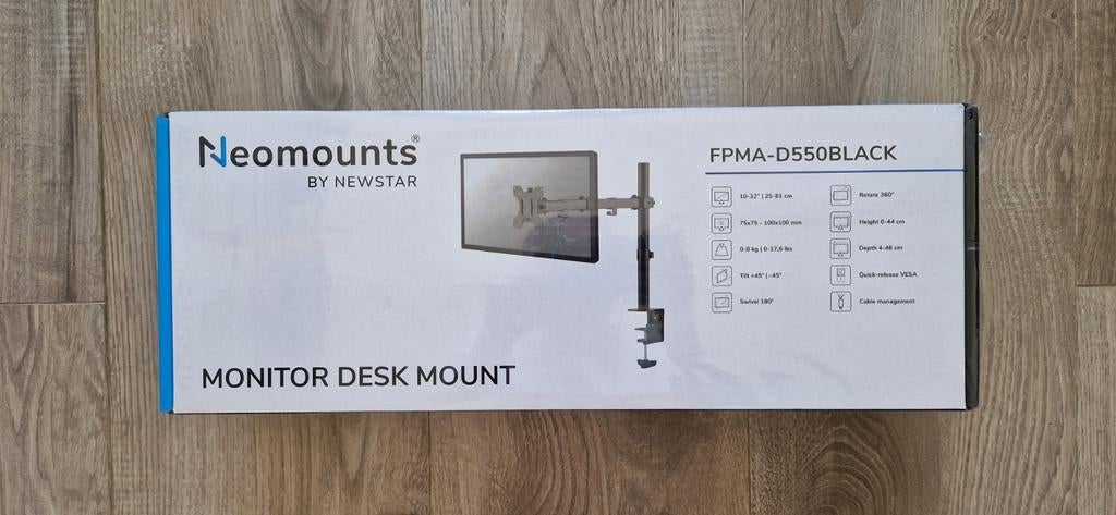 Neomounts monitor beugel voor aan bureau, Computers en Software, Overige Computers en Software, Ophalen of Verzenden, Nieuw