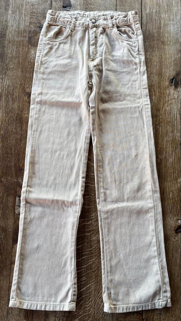 Crème spijkerbroek met rechte pijp, Ophalen of Verzenden, Zo goed als nieuw