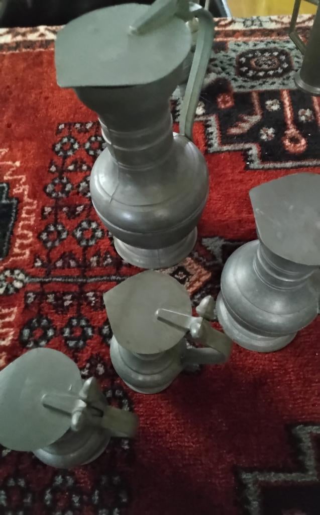 4 tinnen kannetjes, Antiek en Kunst, Antiek | Tin, Ophalen of Verzenden