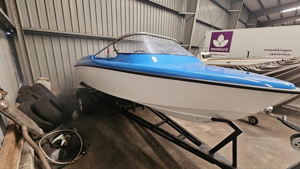 Sportieve speedboot met trailer en 20PK buitenboordmotor., Watersport en Boten, Ophalen, Gebruikt, Minder dan 70 pk, 3 tot 6 meter