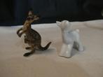 Vintage moeder kangoeroe met jong/porselein geitje/bokje, Verzamelen, Ophalen of Verzenden, Gebruikt, Dier