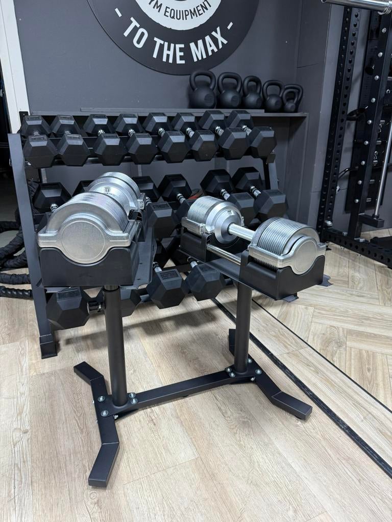 Verstelbare dumbells incl adjustable stand, 32 kg, per 1 kg!, Sport en Fitness, Fitnessmaterialen, Nieuw, Dumbbell, Ophalen of Verzenden