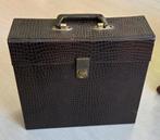 Vintage bruine LP koffer/tas, h 34 - br 35 - 10,5 cm. (14), Overige materialen, Gebruikt, Minder dan 50 cm, Ophalen of Verzenden