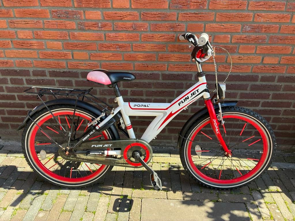 Popal Fun Jet Kinderfiets - Wit/Rood - 20 inch, Ophalen, Gebruikt, 16 tot 20 inch
