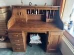 Antiek rolluikbureau van massief hout - 131x120x83,5cm, Ophalen, Gebruikt, Bureau