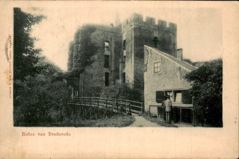 Santpoort - Ruïne van Brederode, Ophalen of Verzenden, Voor 1920, Gelopen, Noord-Holland