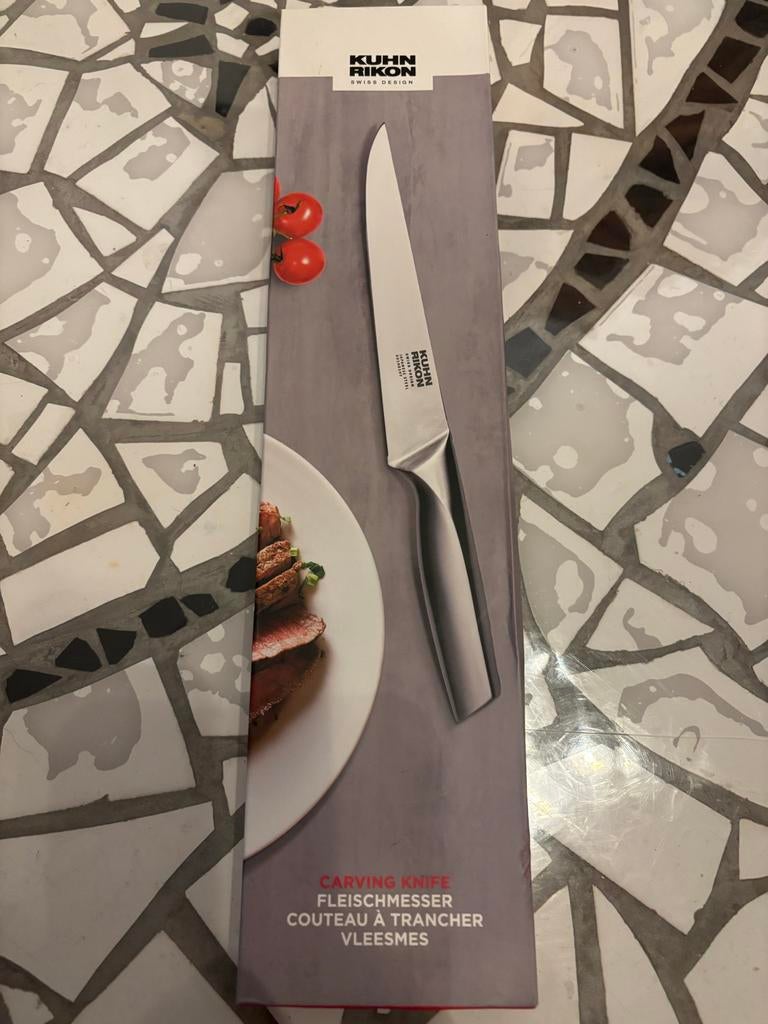 Vleesmes van Kuhn Rikon - Nieuw in doos, Nieuw, Ophalen of Verzenden, Rvs of Chroom, Vaatwasserbestendig